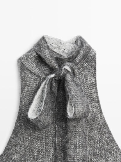 Alpaca and wool knit halterneck top