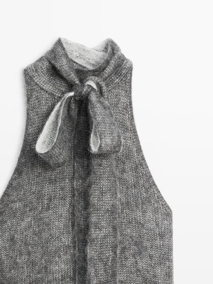 Alpaca and wool knit halterneck top