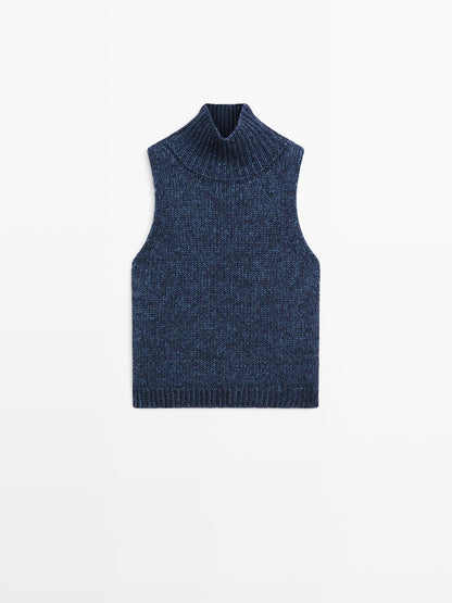 Turtleneck knit vest