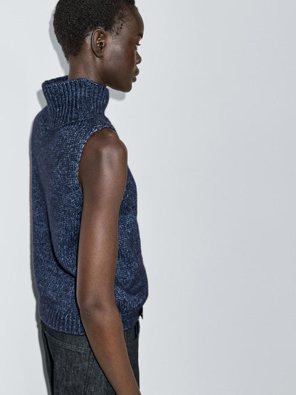 Turtleneck knit vest