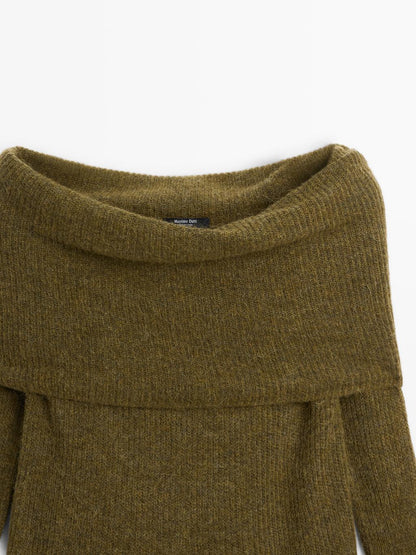 Off-the-shoulder knit sweater