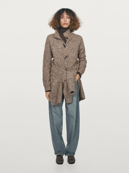 Wool and cotton knit cardigan with horn button