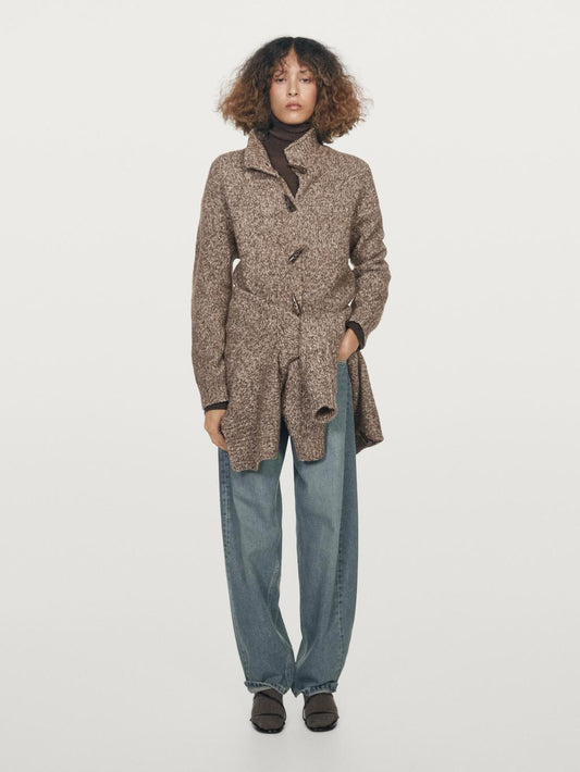 Wool and cotton knit cardigan with horn button