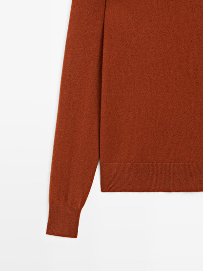 Wool blend sweater with scarf detail