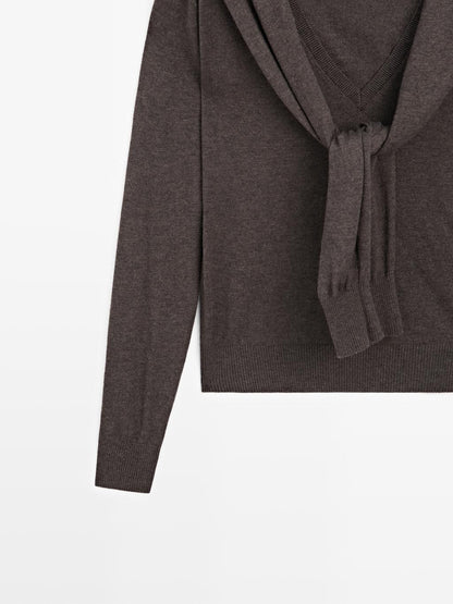 Knit sweater with multiway sleeves