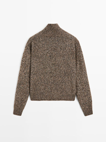 Mouline knit alpaca and wool blend turtleneck sweater