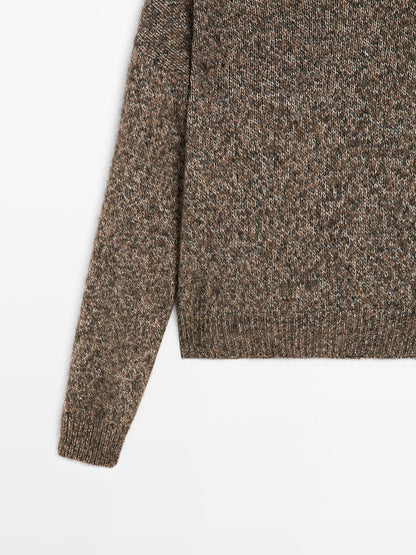 Mouline knit alpaca and wool blend turtleneck sweater