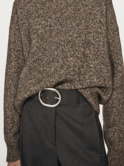 Mouline knit alpaca and wool blend turtleneck sweater