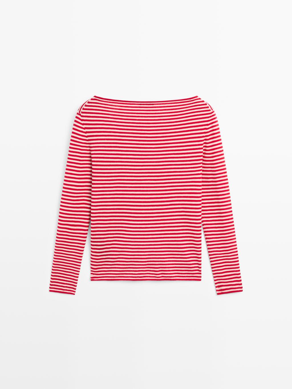 Striped long sleeve knit sweater