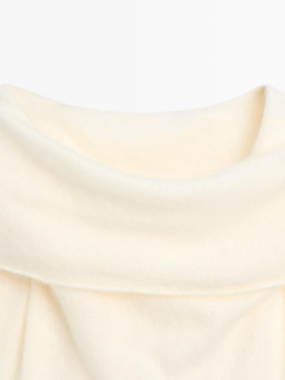 Knit wool and cashmere sweater with exposed shoulders