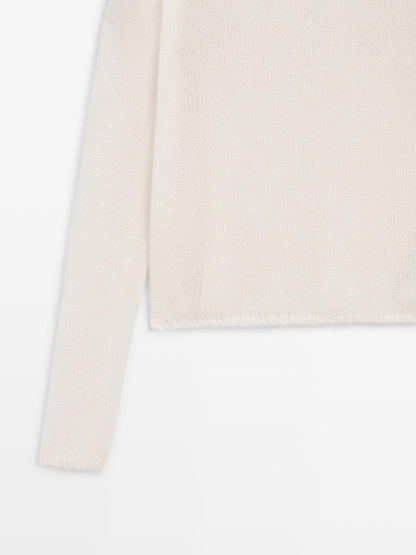 Knit alpaca blend crew neck sweater