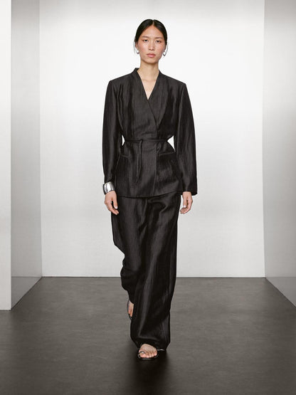 Linen blend kimono with tie detail