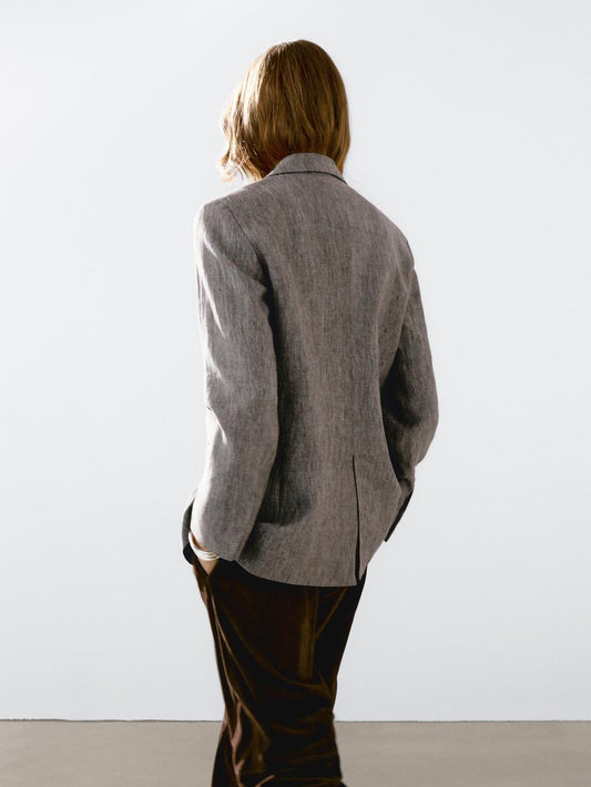 Flecked 100% linen blazer