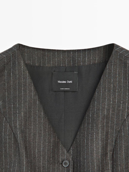 100% wool pinstripe waistcoat