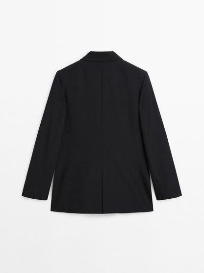 Wool blend blazer with gold buttons