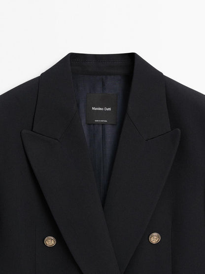 Wool blend blazer with gold buttons