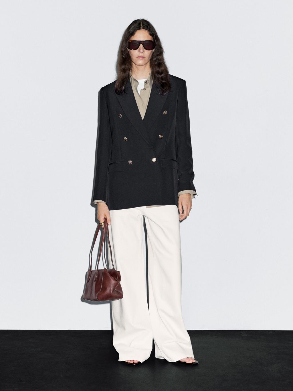 Wool blend blazer with gold buttons