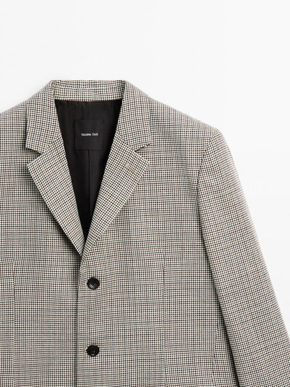 100% wool houndstooth blazer