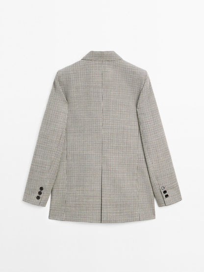 100% wool houndstooth blazer