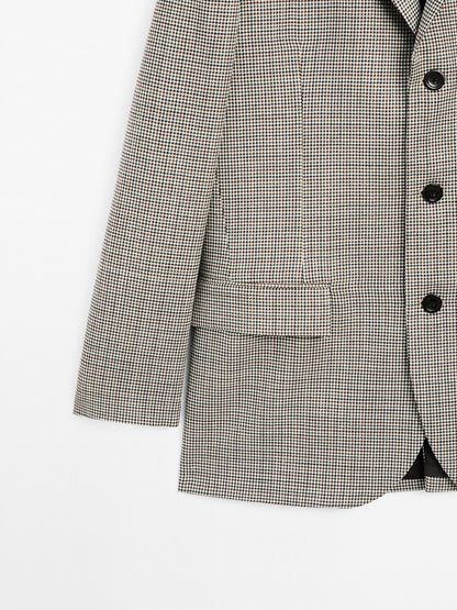 100% wool houndstooth blazer