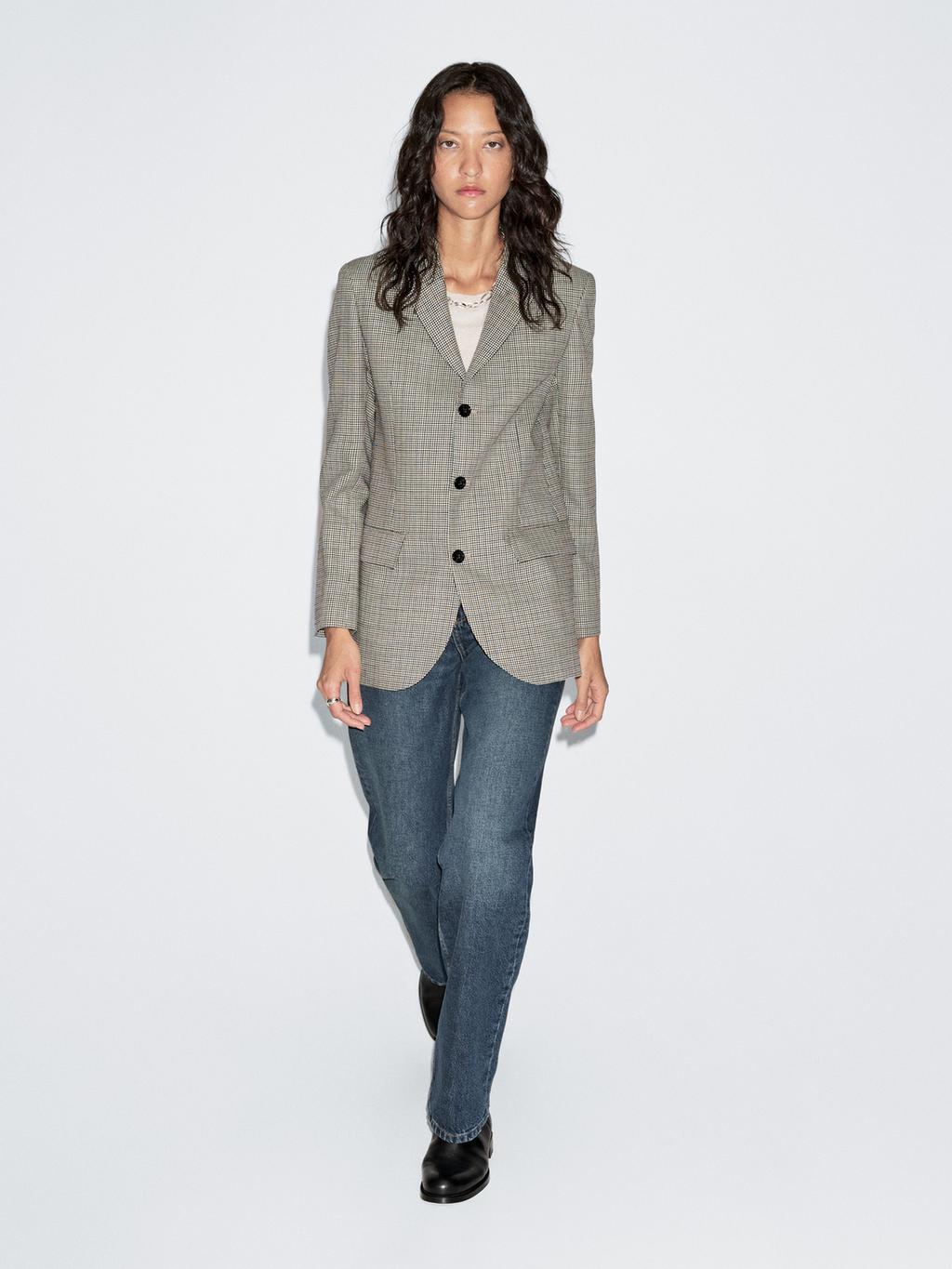 100% wool houndstooth blazer