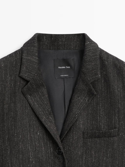 Flecked wool blend blazer