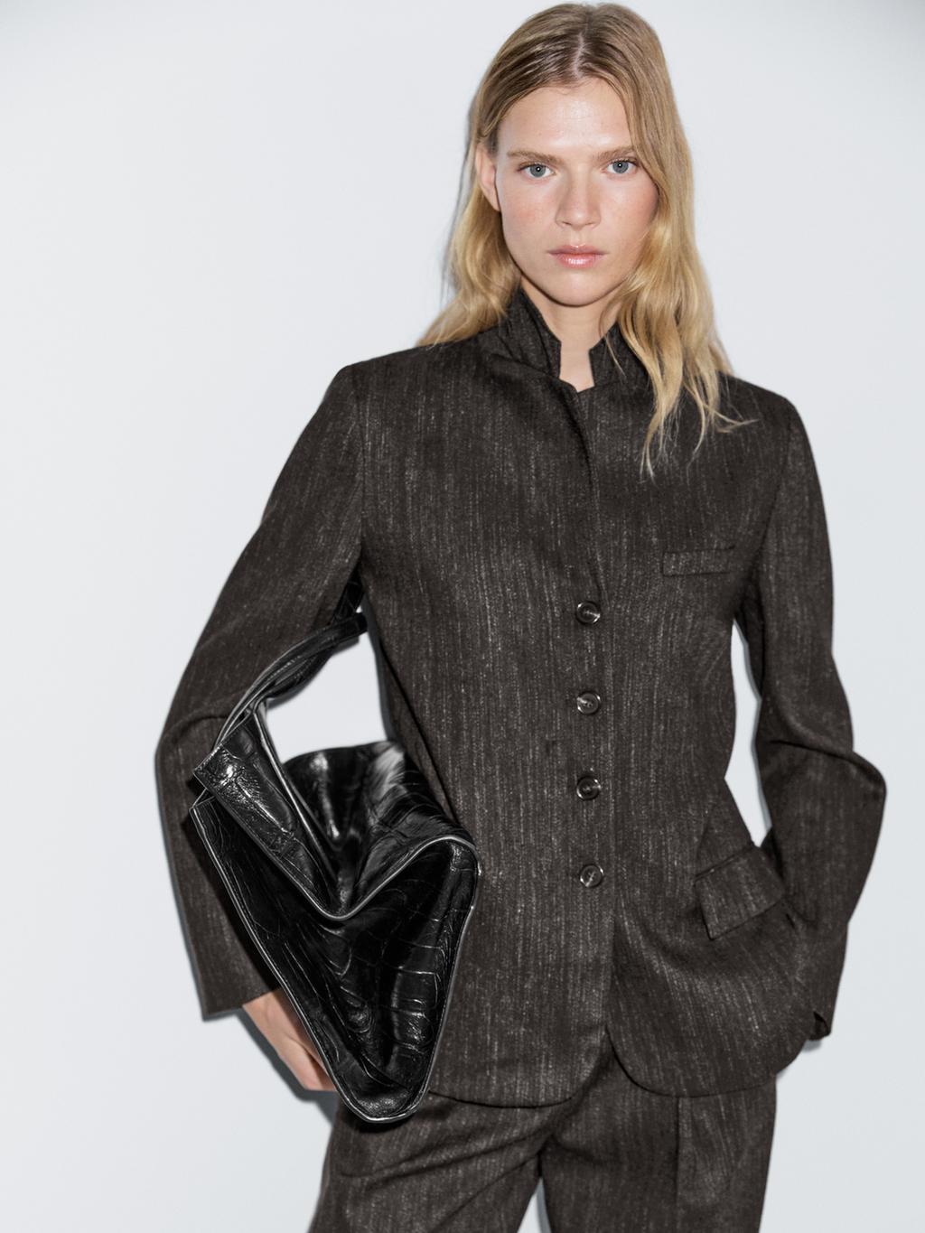 Flecked wool blend blazer