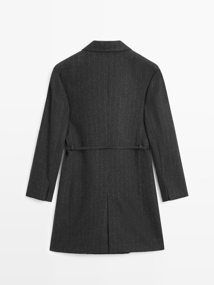 Long striped wool blend blazer