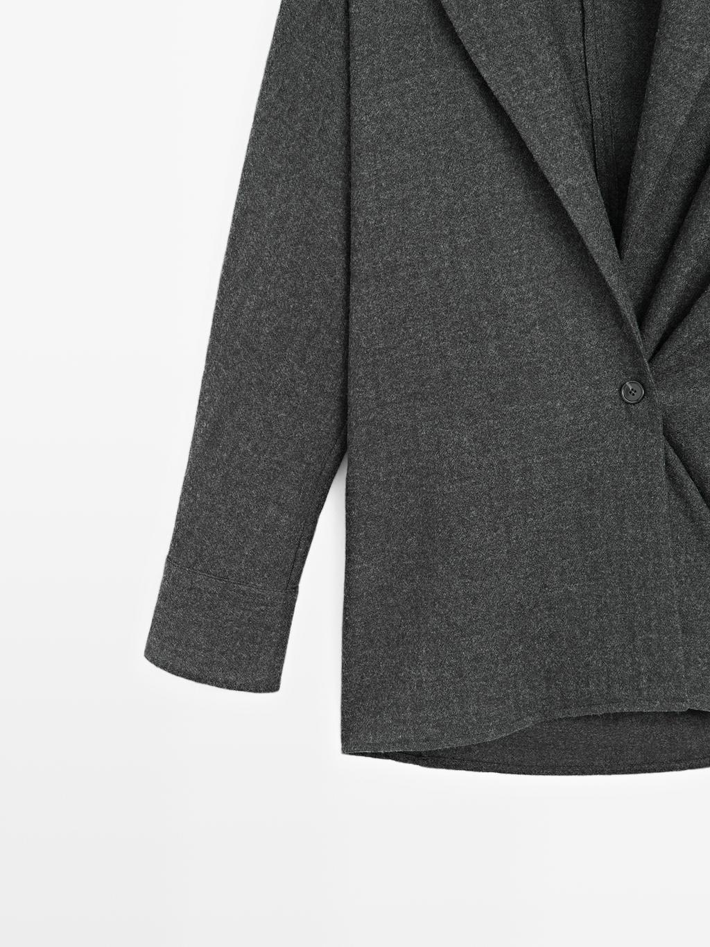 Textured 100% wool overshirt