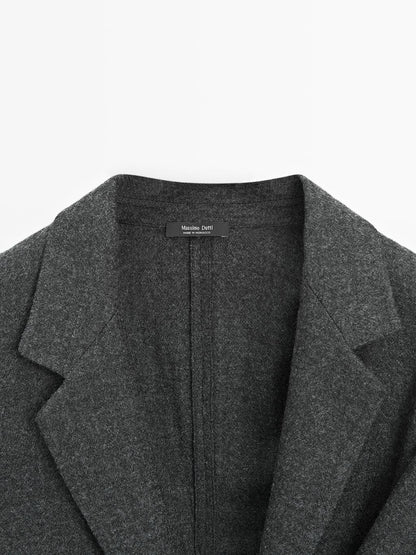 Textured 100% wool overshirt