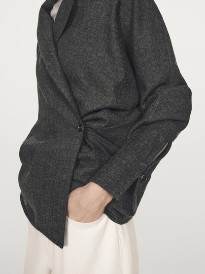 Textured 100% wool overshirt