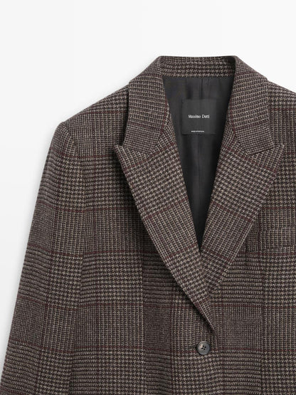 Check wool blend blazer