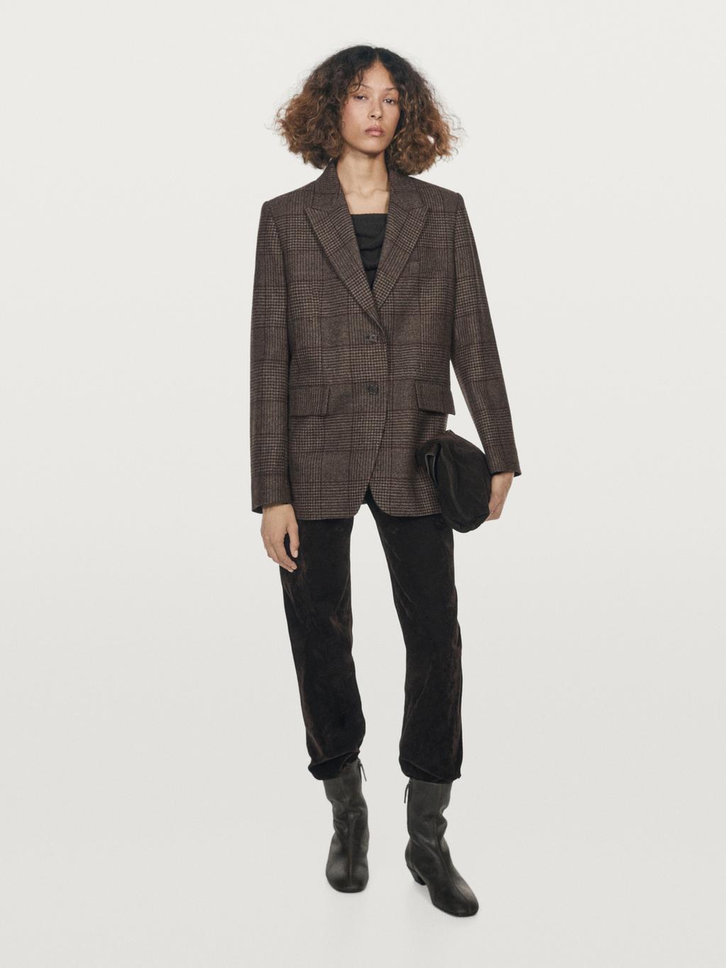 Check wool blend blazer