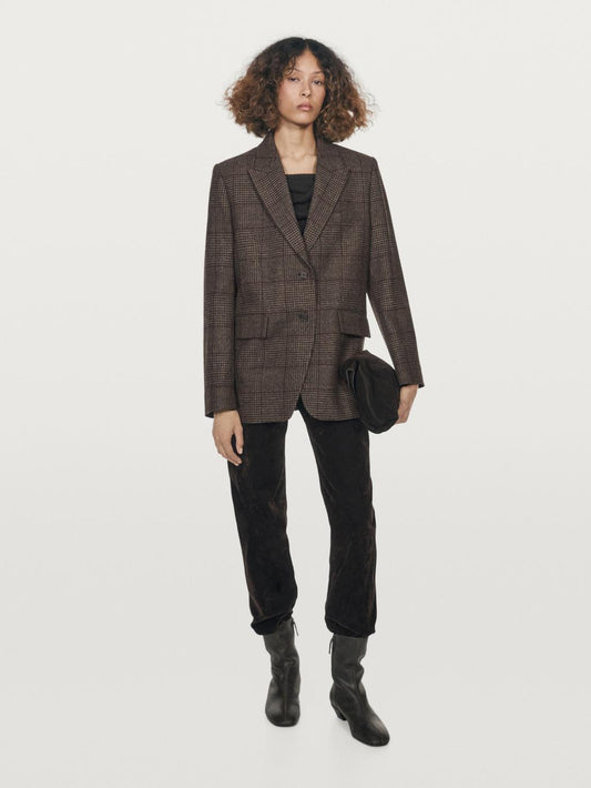 Check wool blend blazer