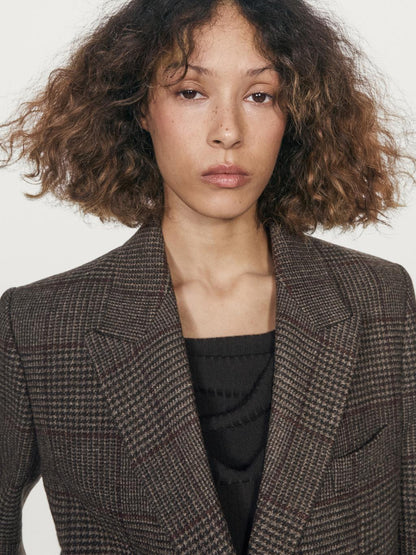 Check wool blend blazer