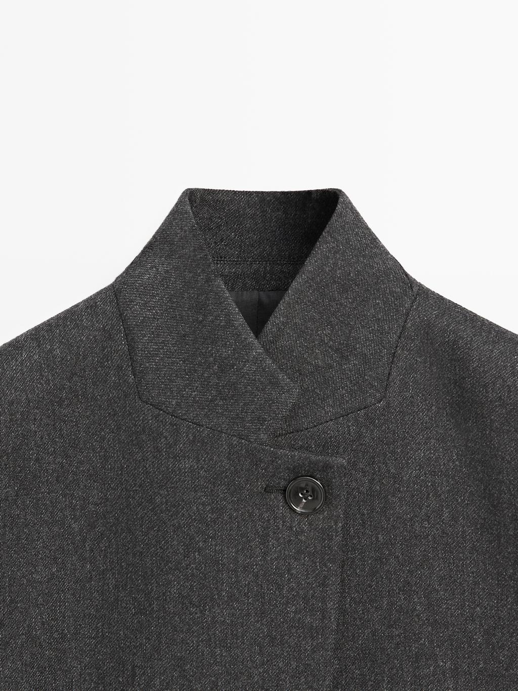 Wool blend three-button blazer