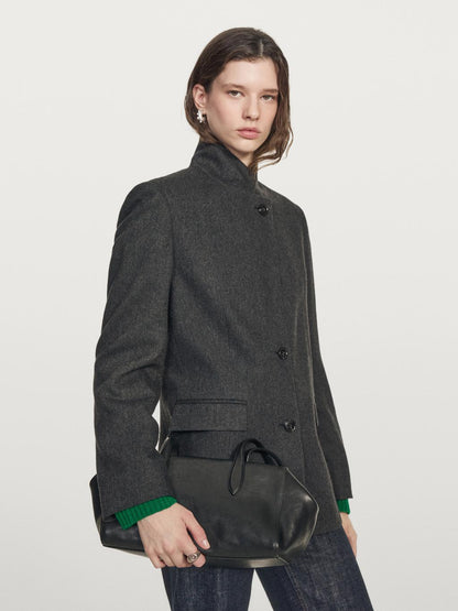 Wool blend three-button blazer