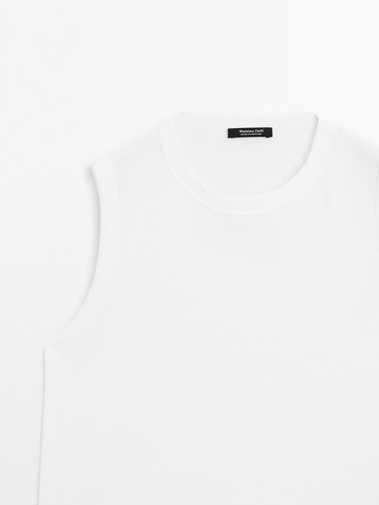 Mercerised cotton crew neck T-shirt