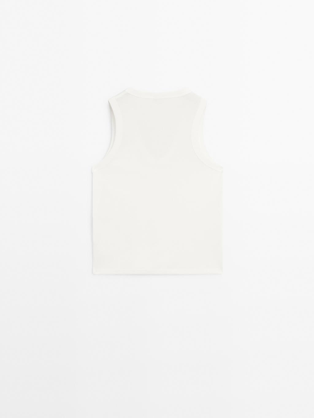 Mercerised cotton V-neck T-shirt