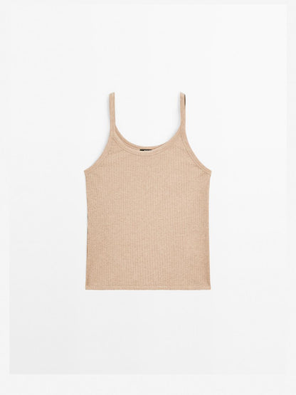 100% cotton marl strappy top