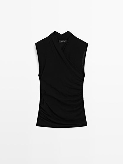 Sleeveless draped top