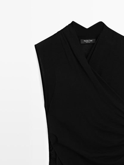 Sleeveless draped top