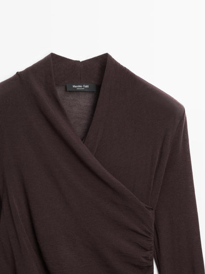 Draped long sleeve T-shirt