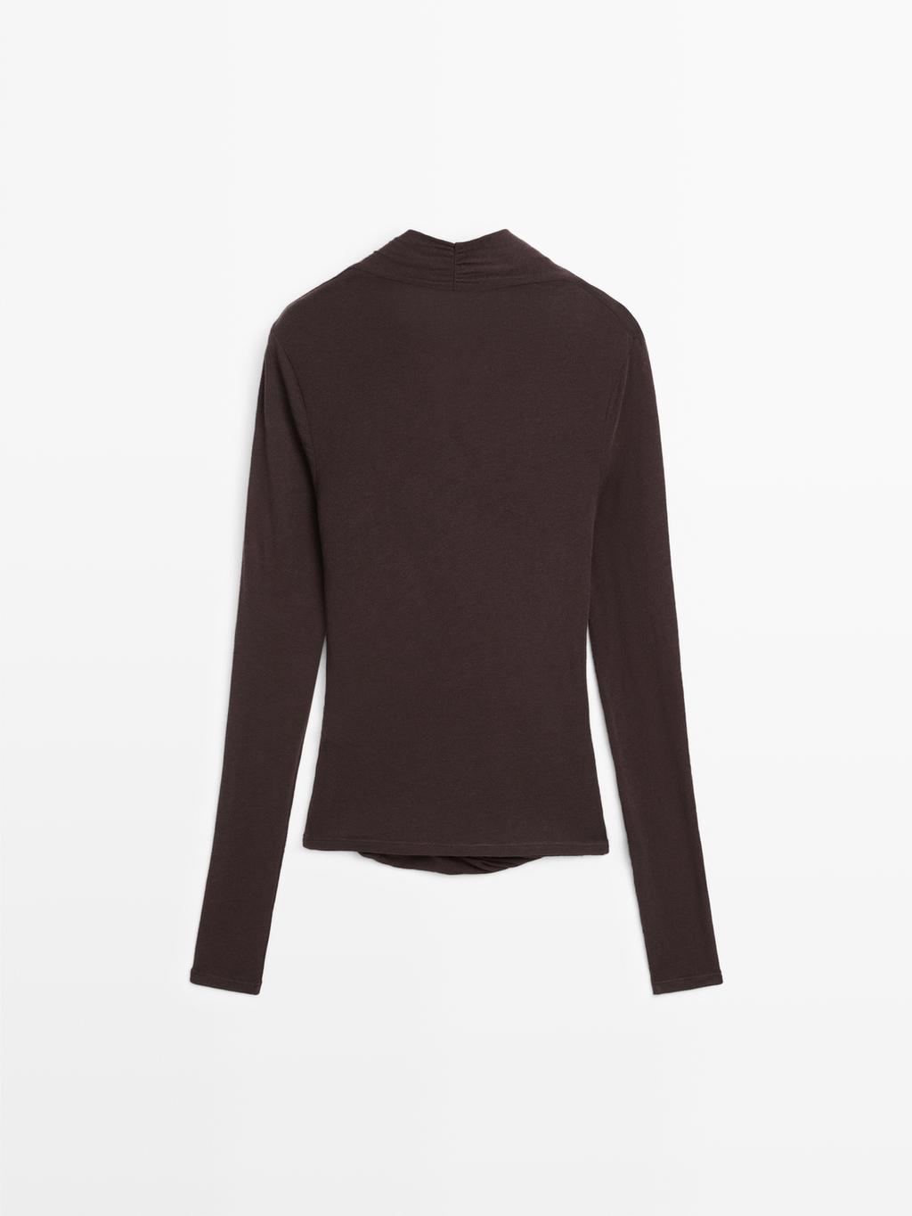 Draped long sleeve T-shirt