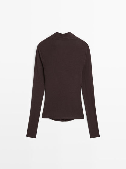 Draped long sleeve T-shirt