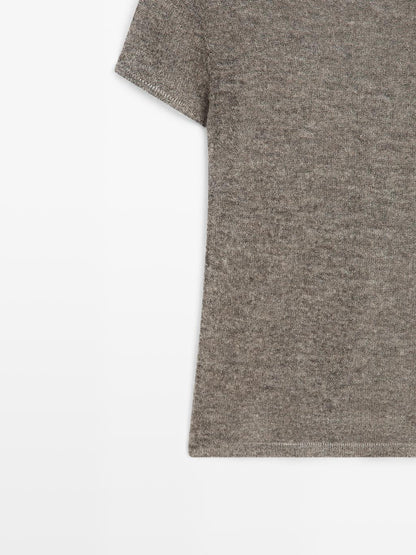 Cutwork wool blend T-shirt