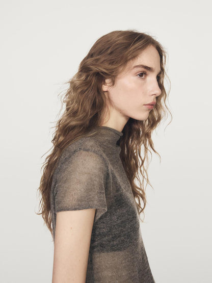 Cutwork wool blend T-shirt