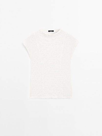 Sleeveless top with gathered detail