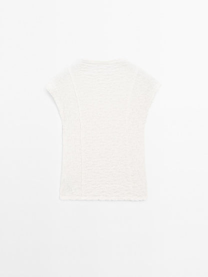 Sleeveless top with gathered detail