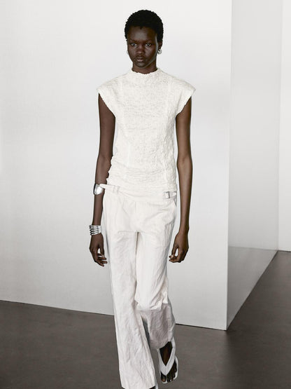 Sleeveless top with gathered detail